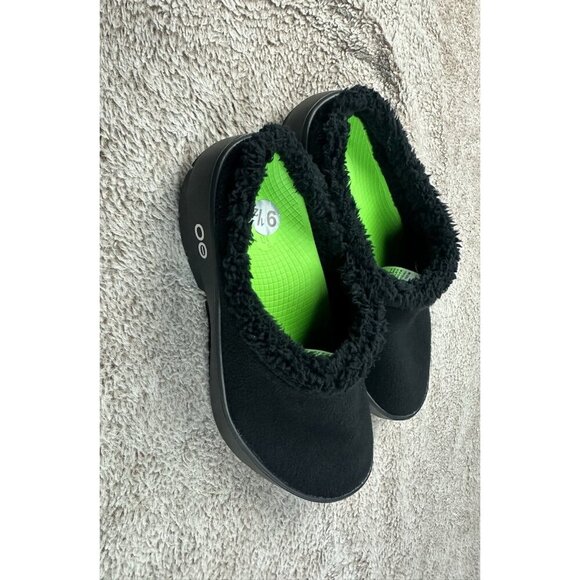 Oofos Oocoozie Black Mule Sherpa Fuzzy Recovery Slippers Men\'s Size 9.5 NWOB main image 7